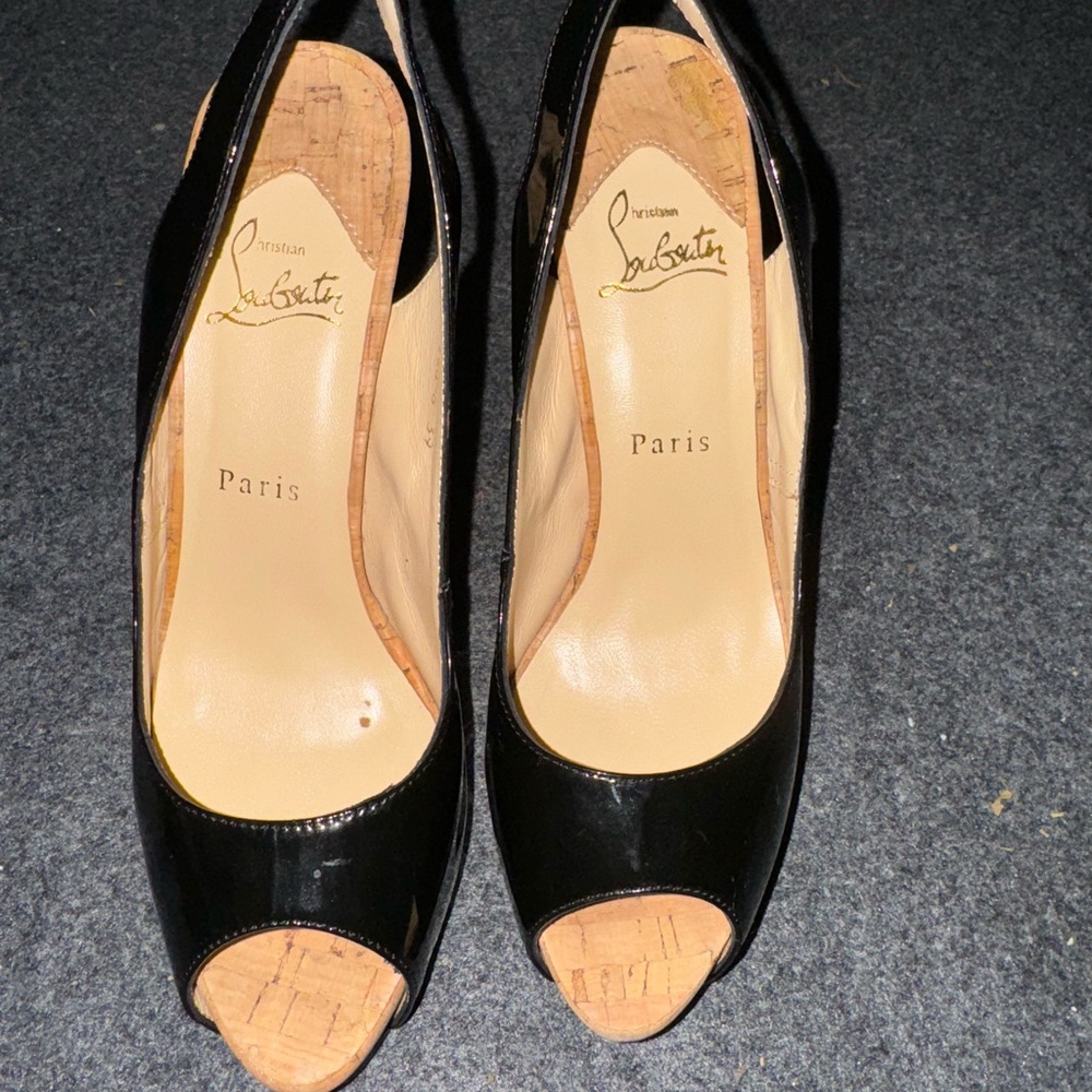 Patent Leather Louboutin Sling Back Heels